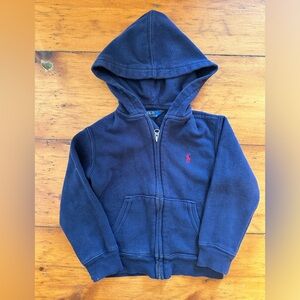 POLO, Ralph Lauren - navy blue zipper hooded sweatshirt.